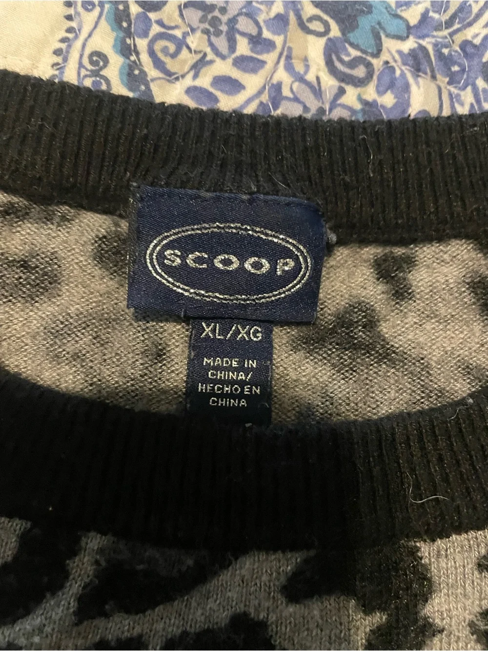 Leopard Print Crewneck Sweater in Grey and Black